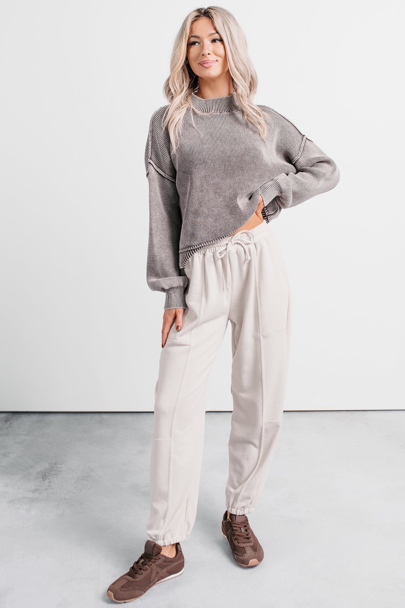 Casual Darling High Rise Jogger Sweatpants (Oat)