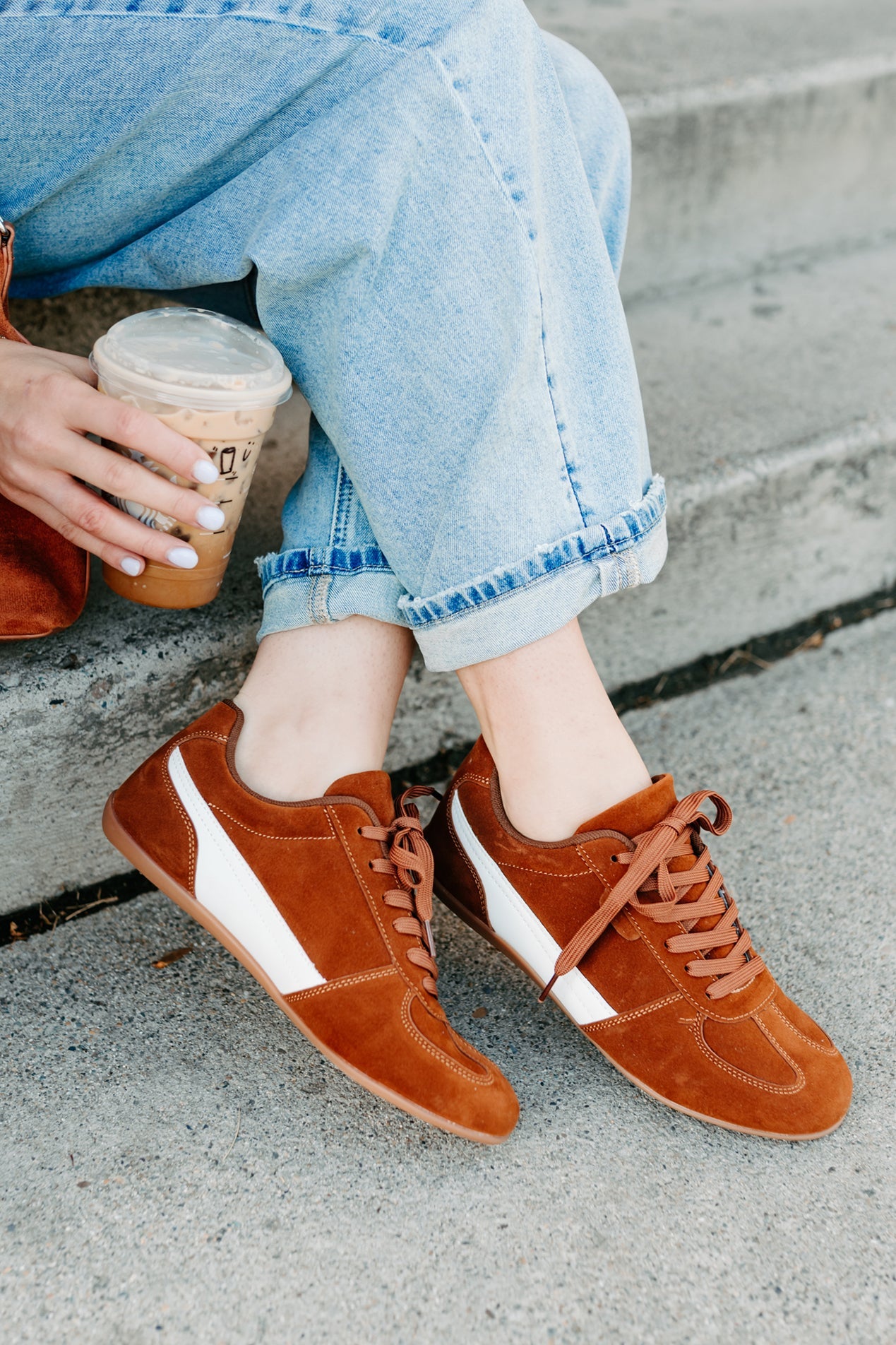 Endurance Edge Lace-Up Faux Suede Sneakers (Brown)