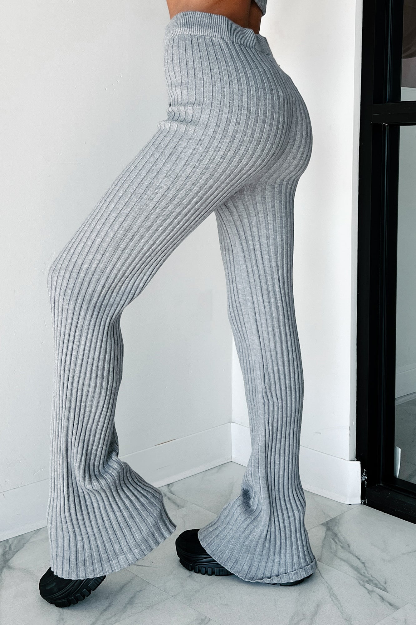 Drowsy Darling Sweater Knit Two-Piece Set (Heather Grey)