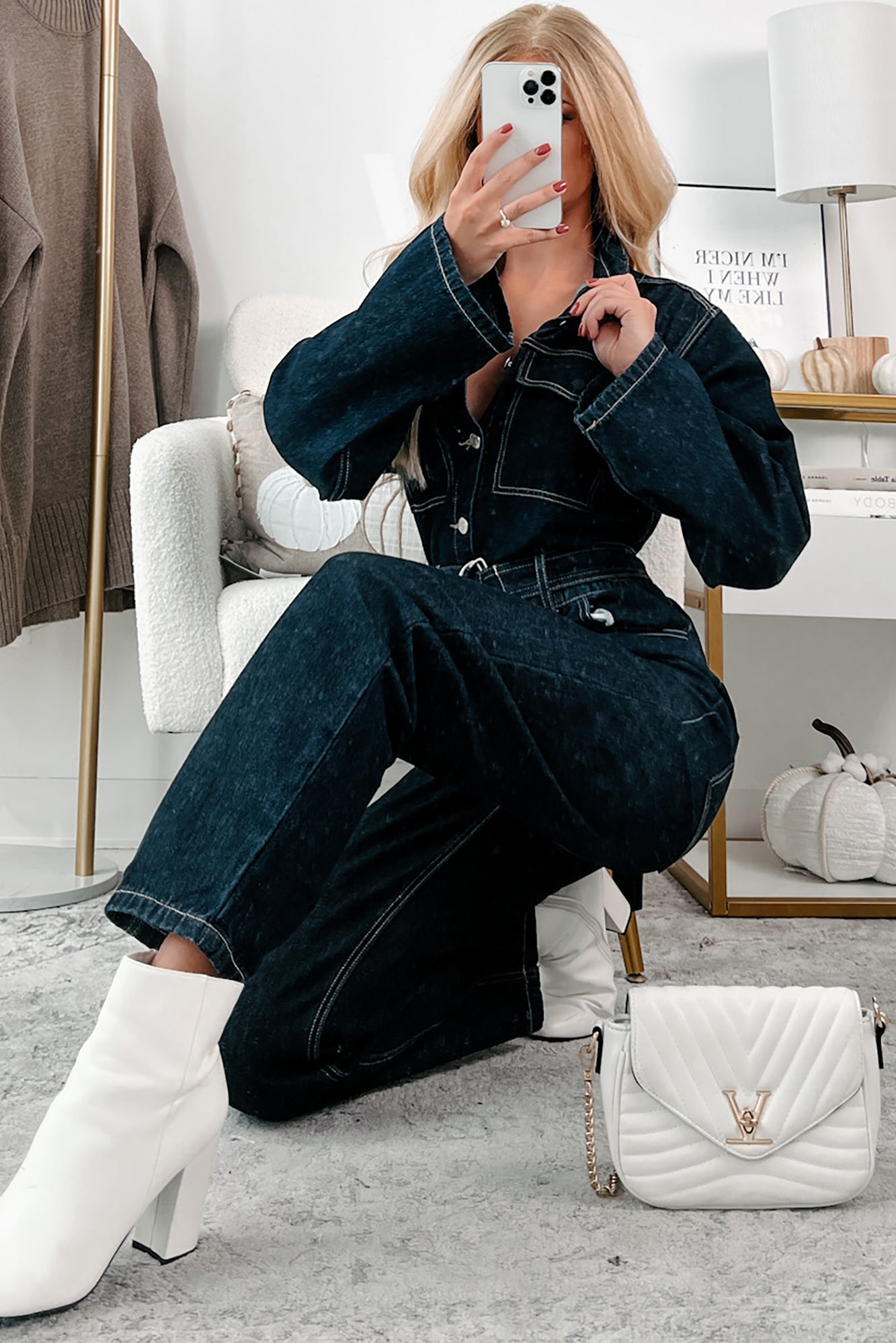 Harvest Hopes Denim Jumpsuit (Dark Indigo)