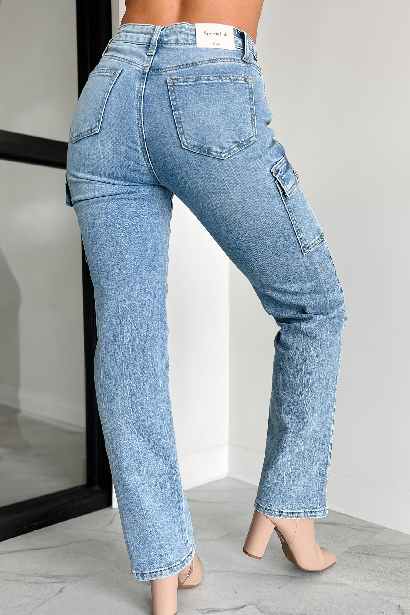 Cova High Rise Special A Cargo Jeans (Medium Dark)