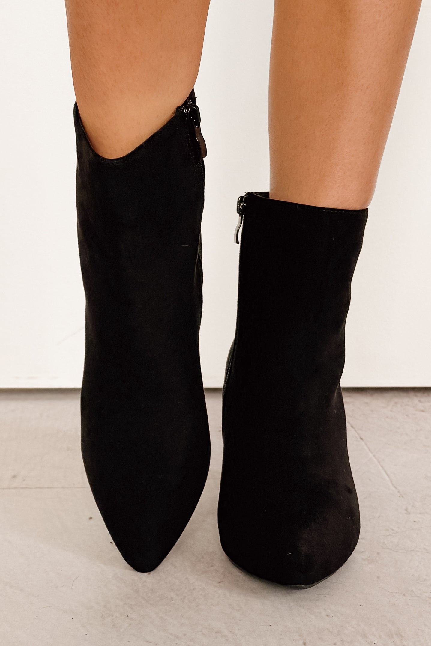 Under Control Faux Suede Heeled Booties (Black)