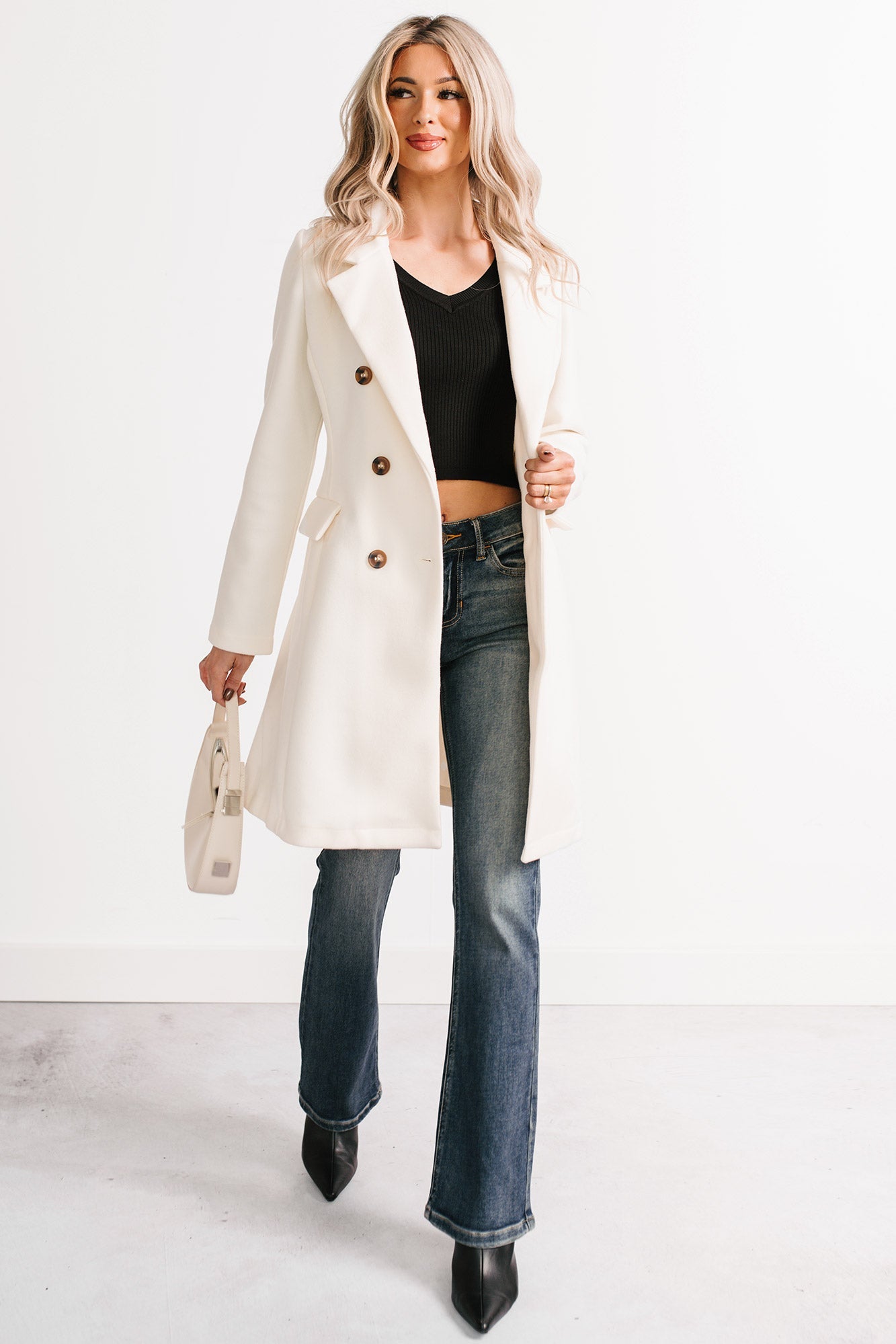 Downtown Drift Button Up Lightweight Coat (Ivory)