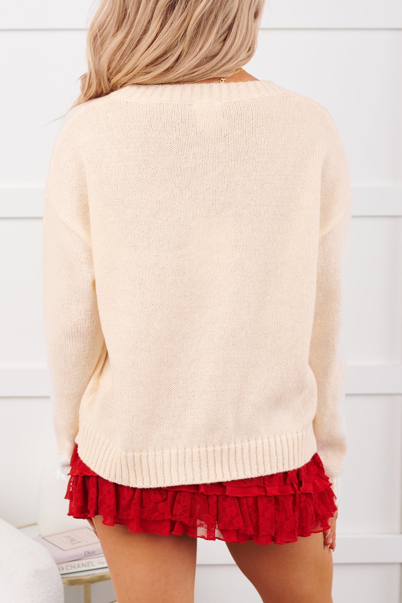 Timeless Romance Heart Cherry Print Sweater (Ivory)