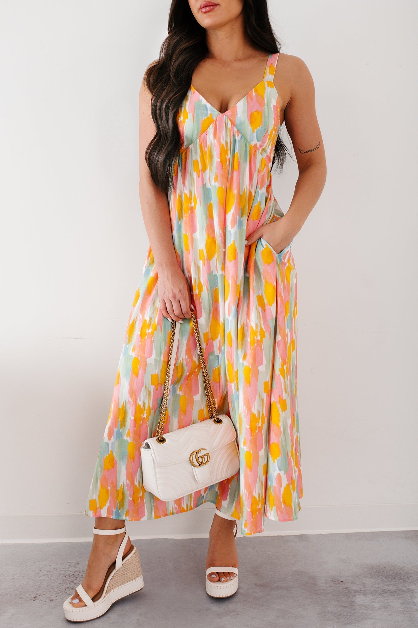 Earn Your Stripes Printed Maxi Dress (Pink/Multi)