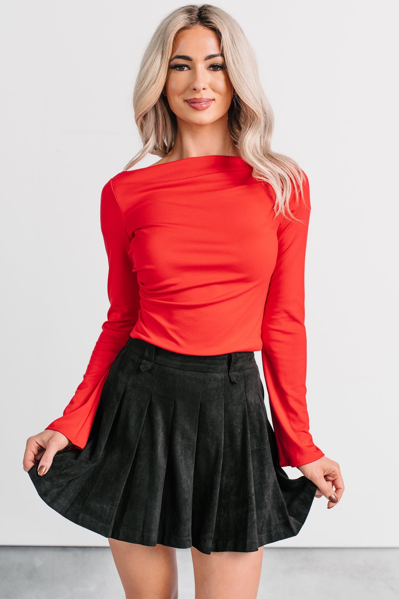 Entirely Effortless Long Sleeve Top (Red)