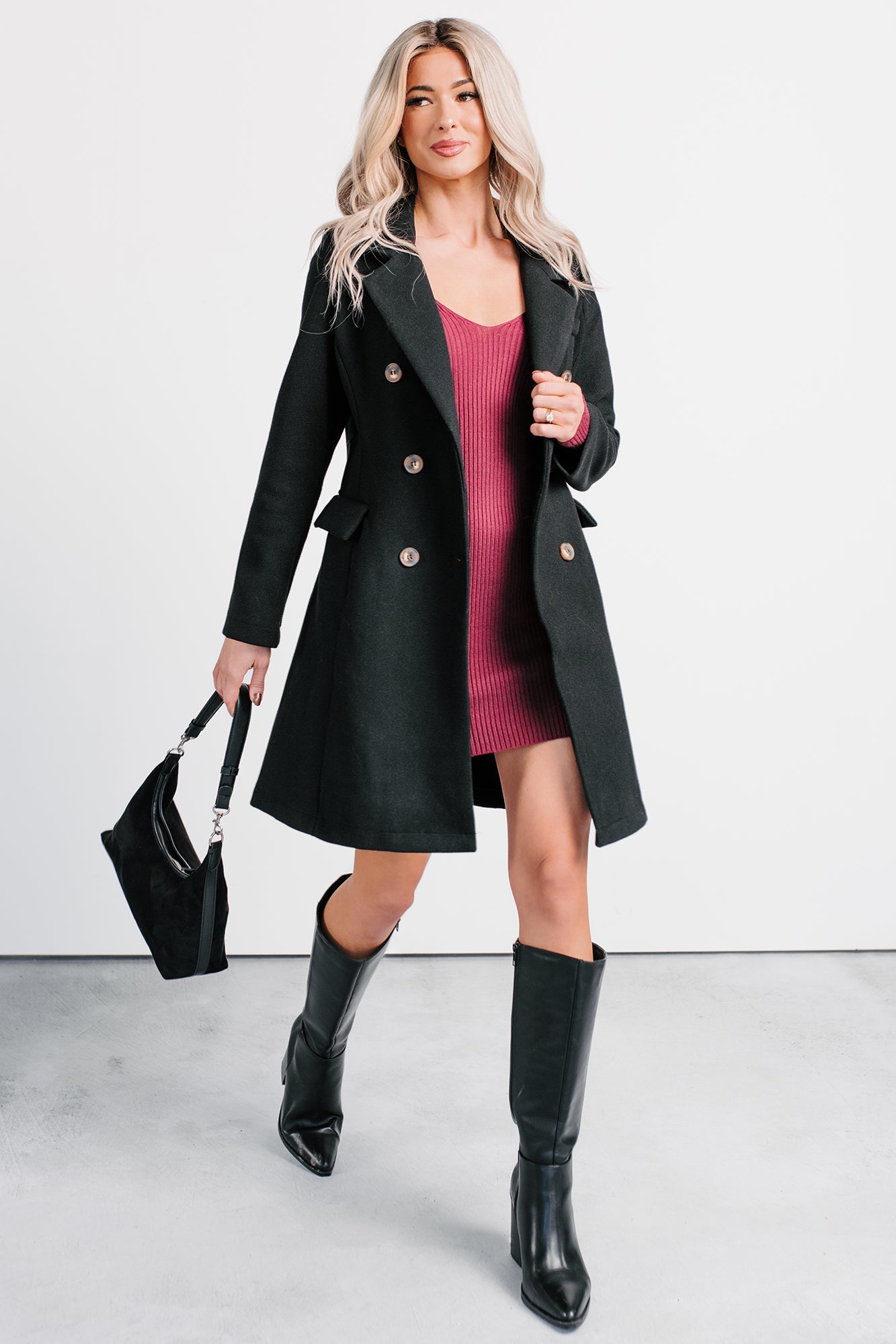 Downtown Drift Button Up Lightweight Coat (Black)