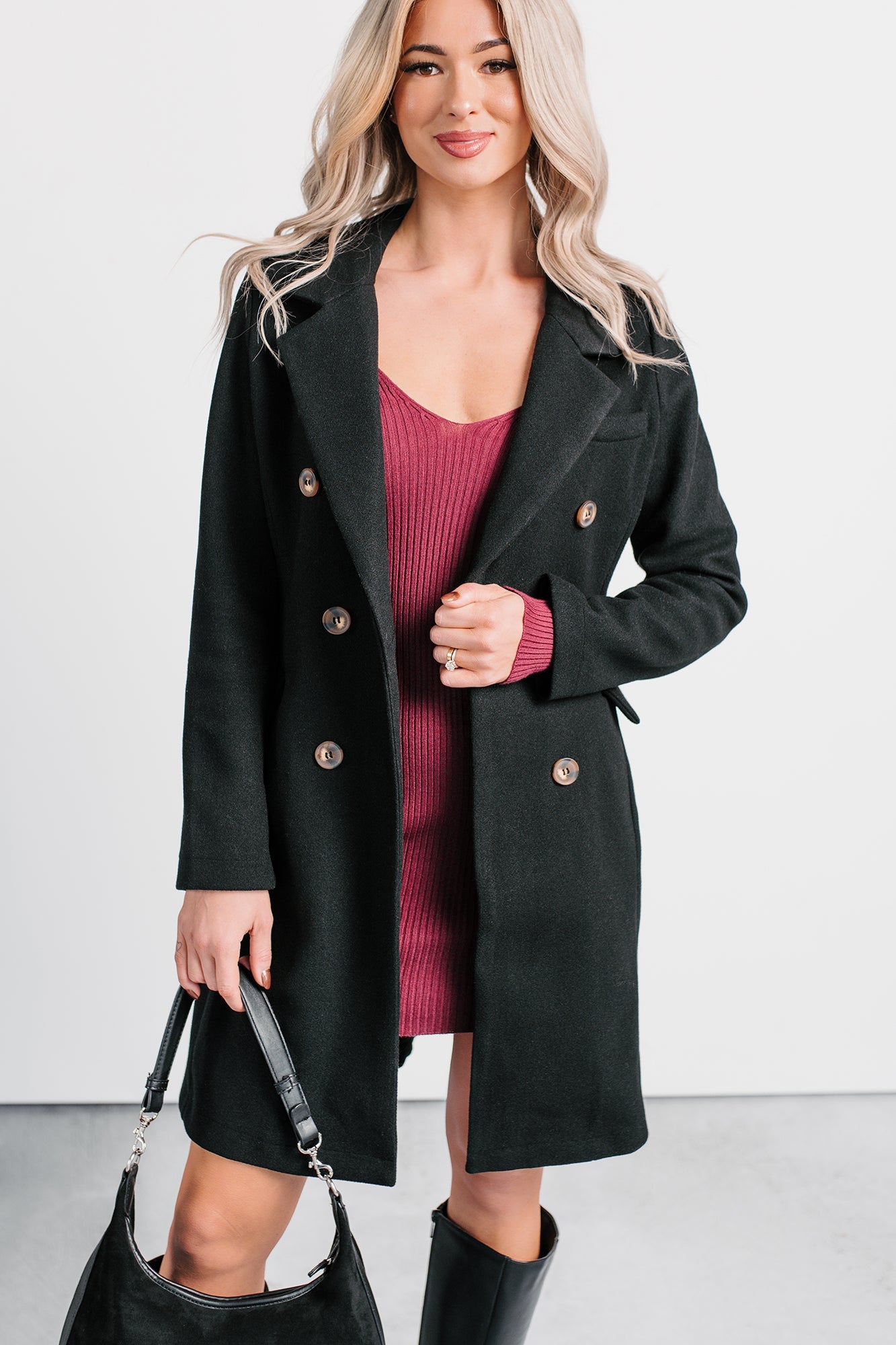 Downtown Drift Button Up Lightweight Coat (Black)