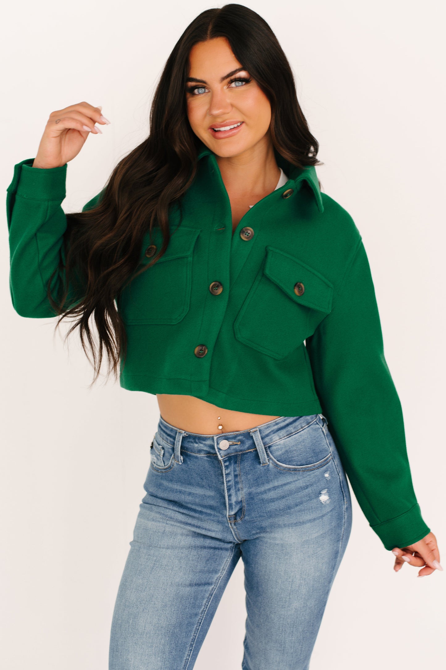 Soft But Savage Fleece Crop Jacket (Green)