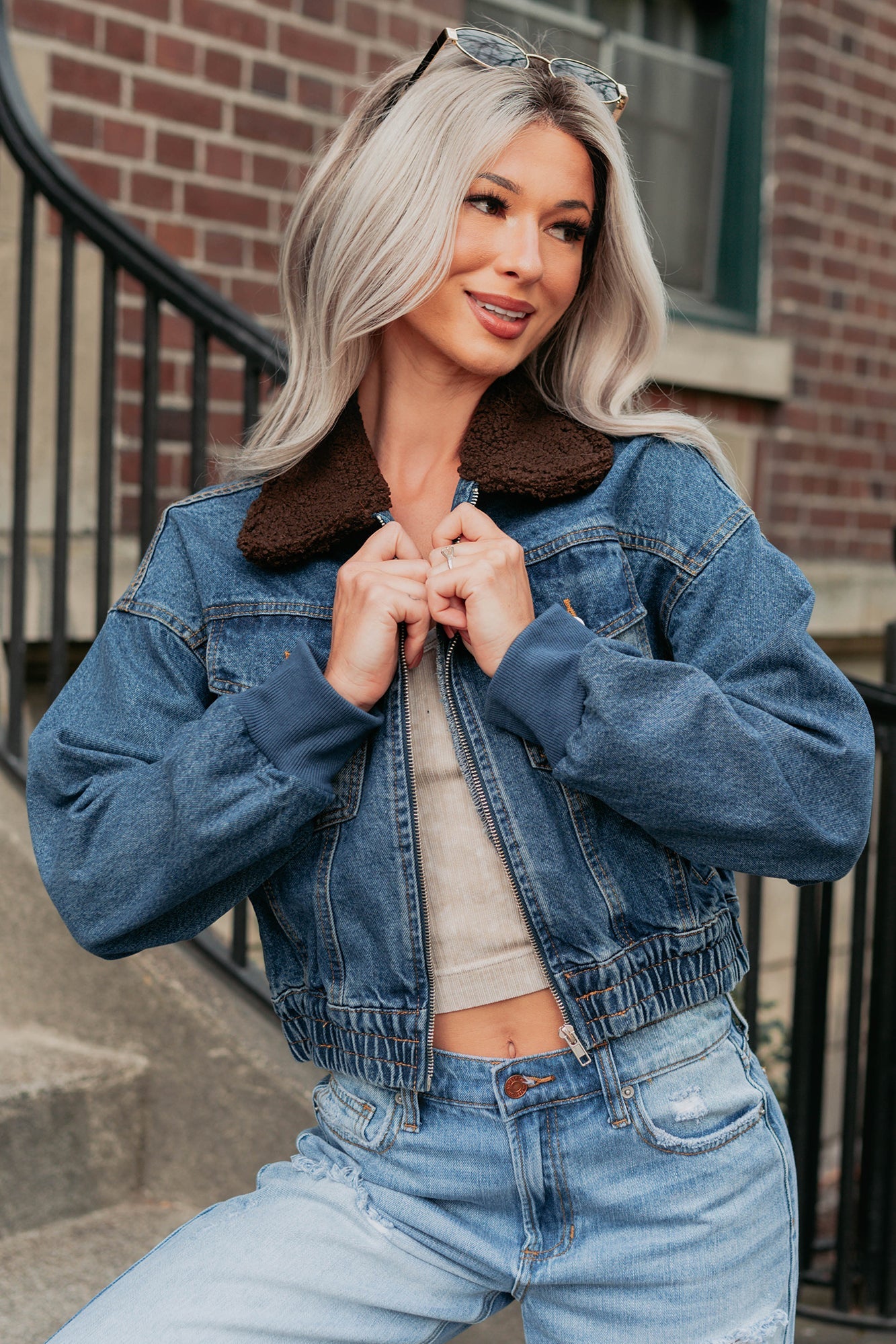 Breaking The Quiet Sherpa Collared Jacket (Denim)
