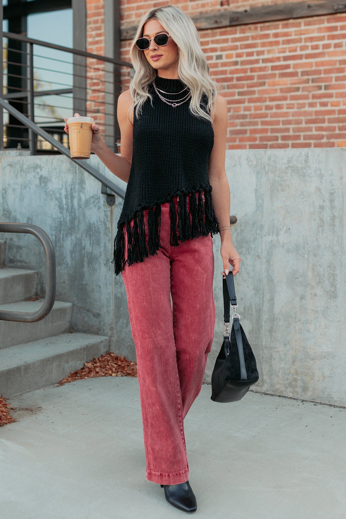 Haven Tummy Control Saige Denim Straight Jeans (Brick Red)