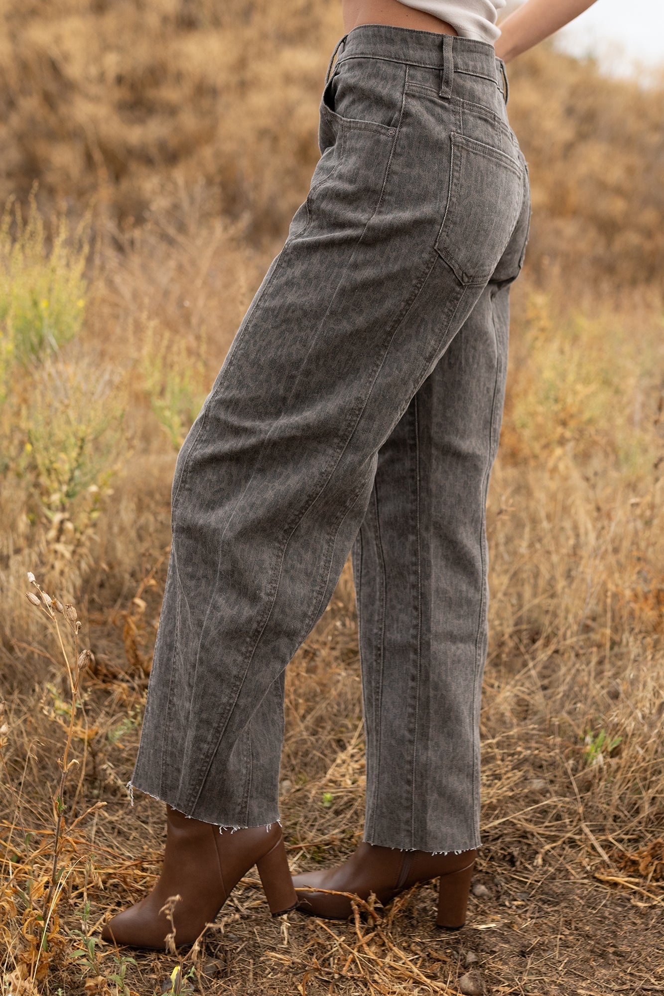 Kelsey Cheetah Seamed Barrel Hidden Jeans (Brown Cheetah)
