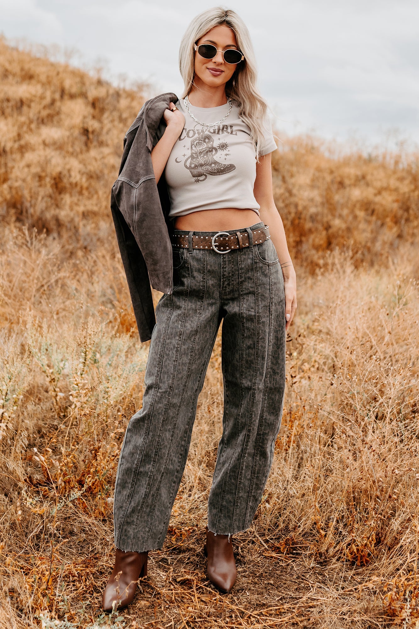 Kelsey Cheetah Seamed Barrel Hidden Jeans (Brown Cheetah)