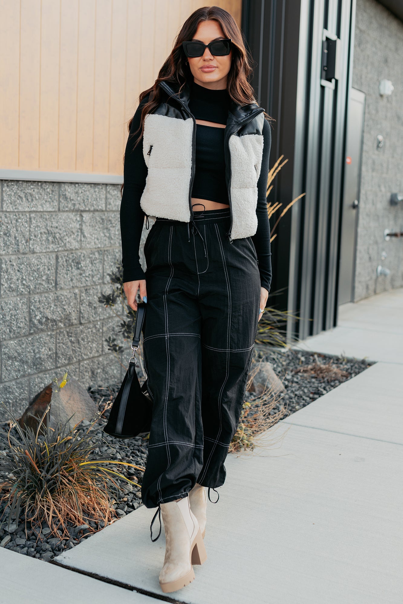 Candle Lit Nights Sherpa Puffer Vest (Cream)