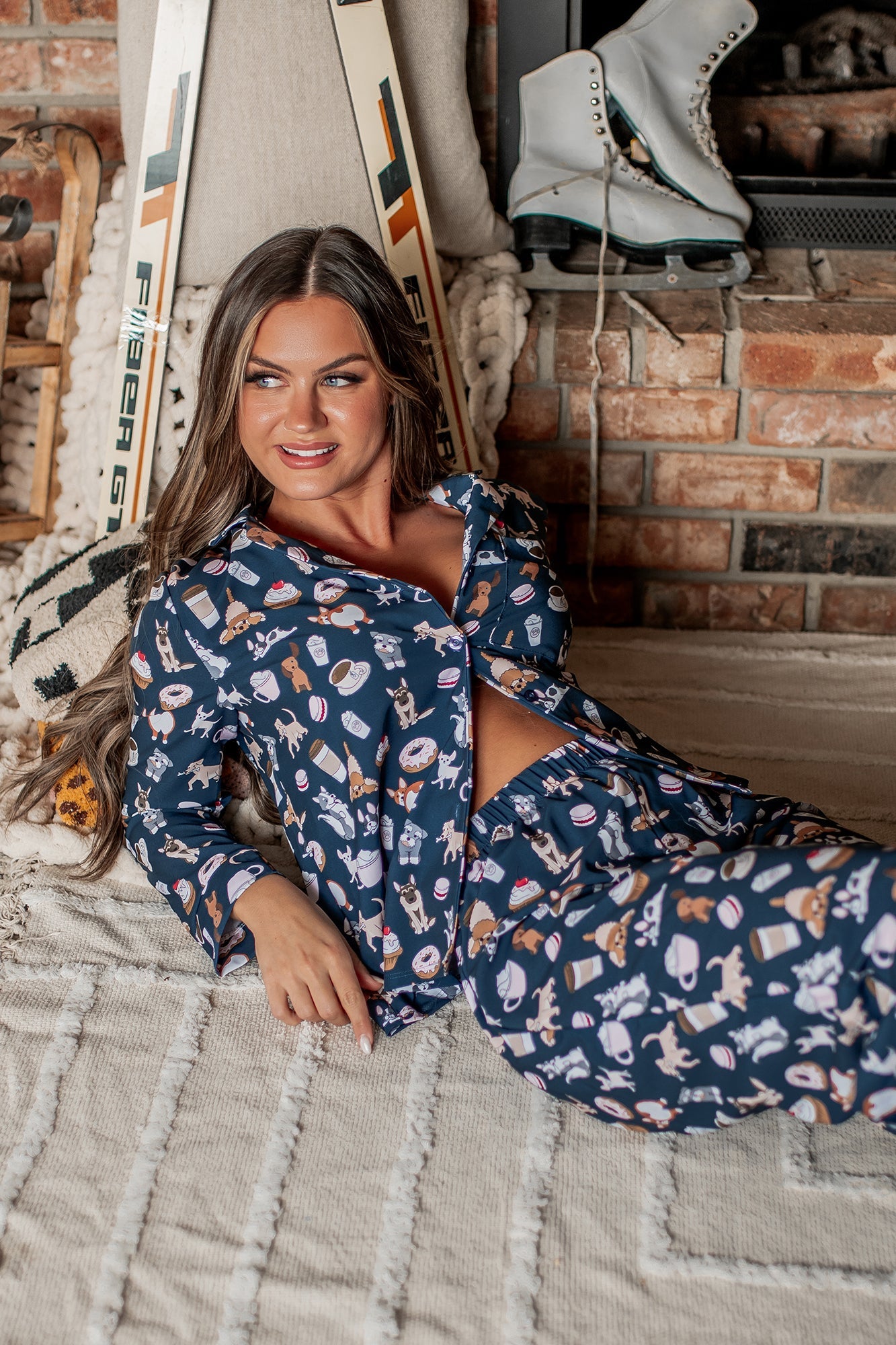 Pup Traditions Silky Printed 3-Piece Pajama Set (Dog Print)