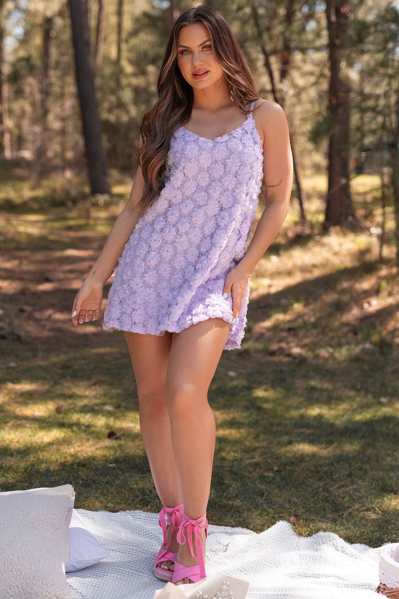 Elegance In Bloom Floral Textured Mini Dress (Periwinkle)