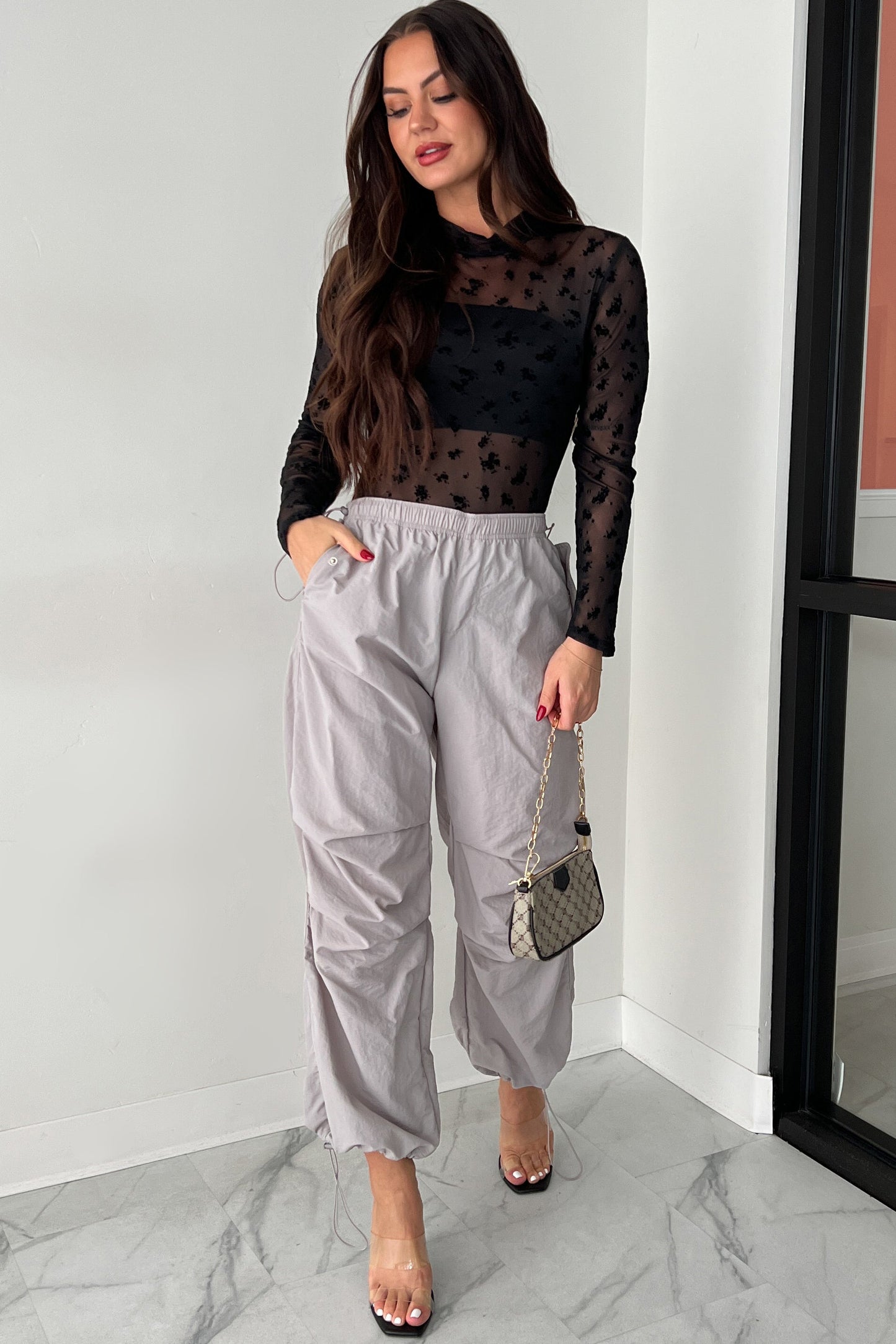 DOORBUSTER Tell Me I'm Pretty Velvet Mesh Bodysuit (Black Floral)