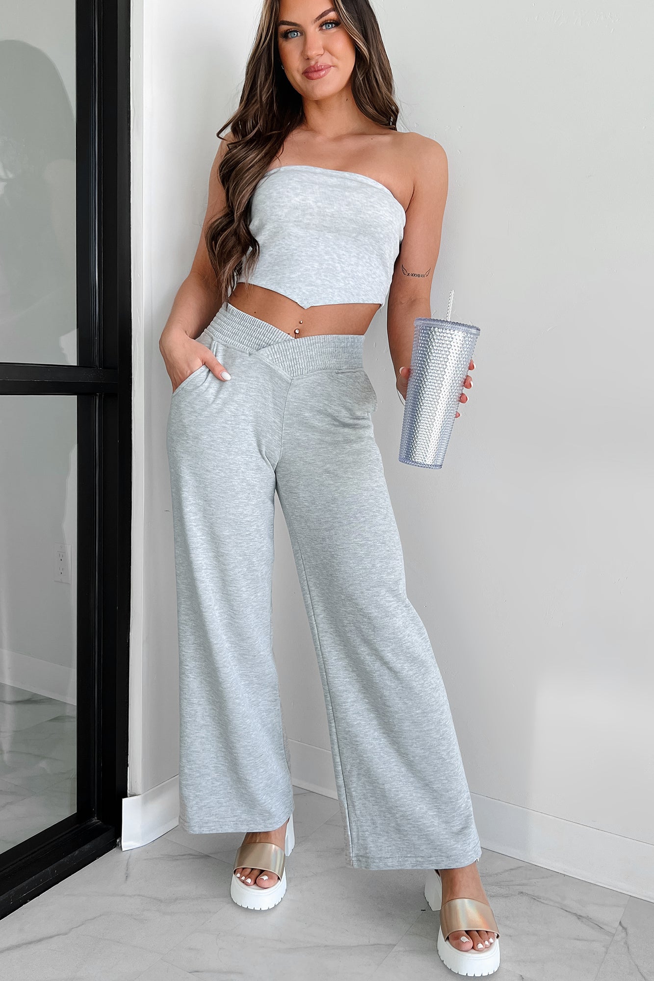 I Won't Compromise Ribbed Bandana Tube Top (Light Grey)