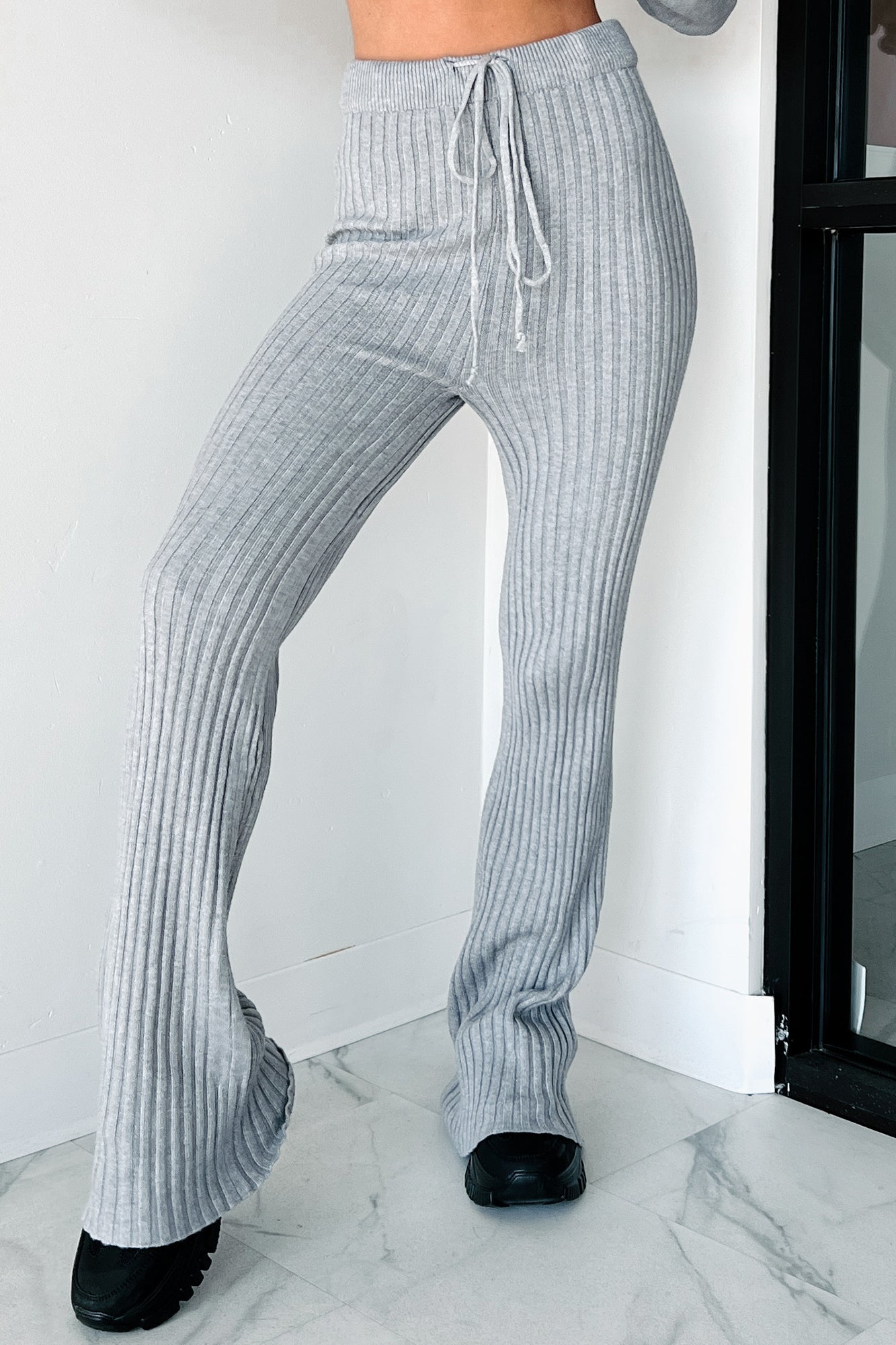 Drowsy Darling Sweater Knit Two-Piece Set (Heather Grey)