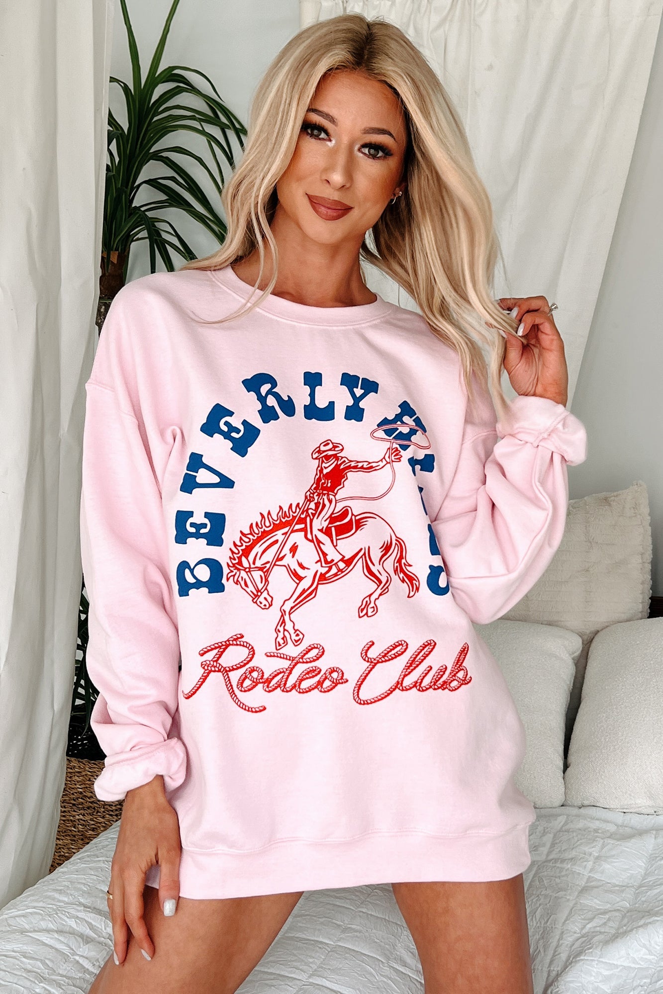 "Beverly Hills Rodeo Club" Graphic Crewneck (Light Pink)