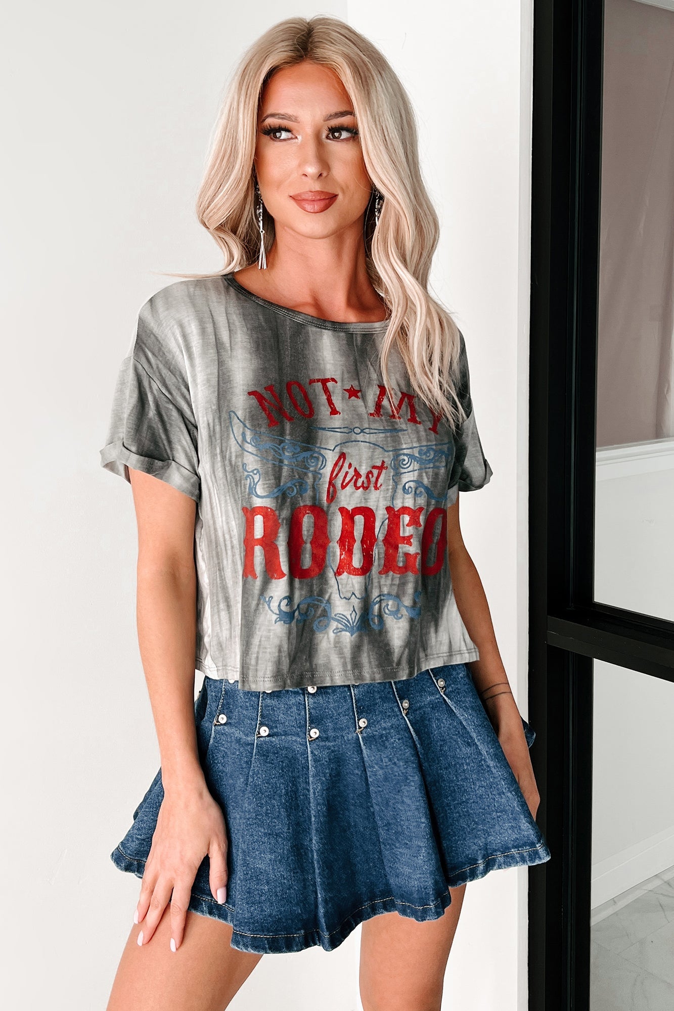 Back In The Chute Graphic Tie Dye Top (Charcoal)