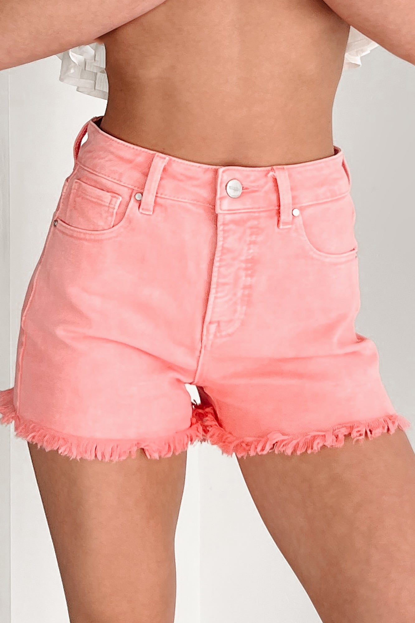 The Journey Continues High Rise Tummy Control Risen Shorts (Flamingo)
