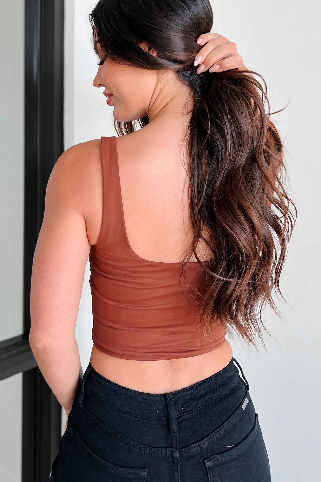 Birmingham Square Neck Crop Tank (Brown)