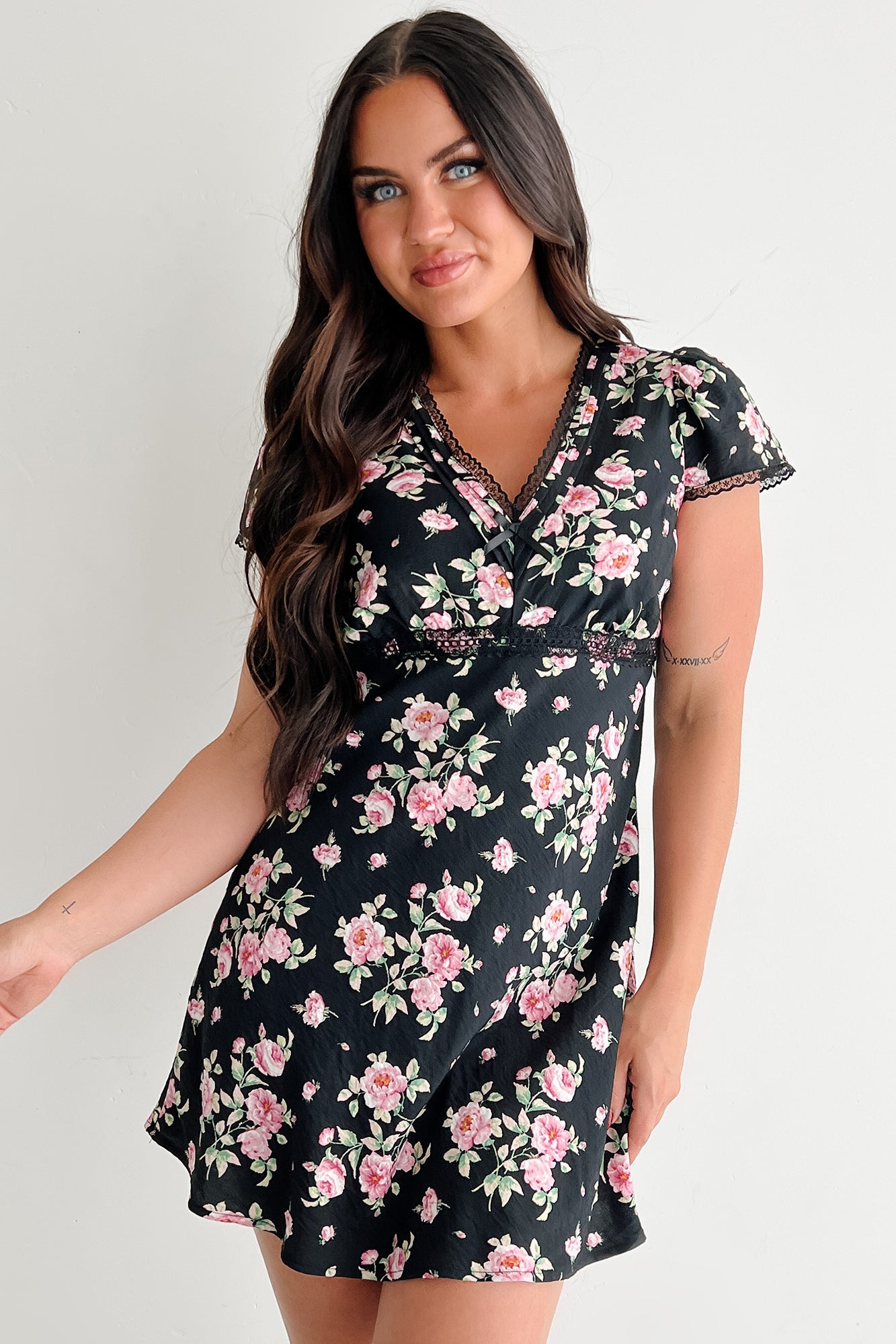 Endless Rose Floral Mini Dress (Black)