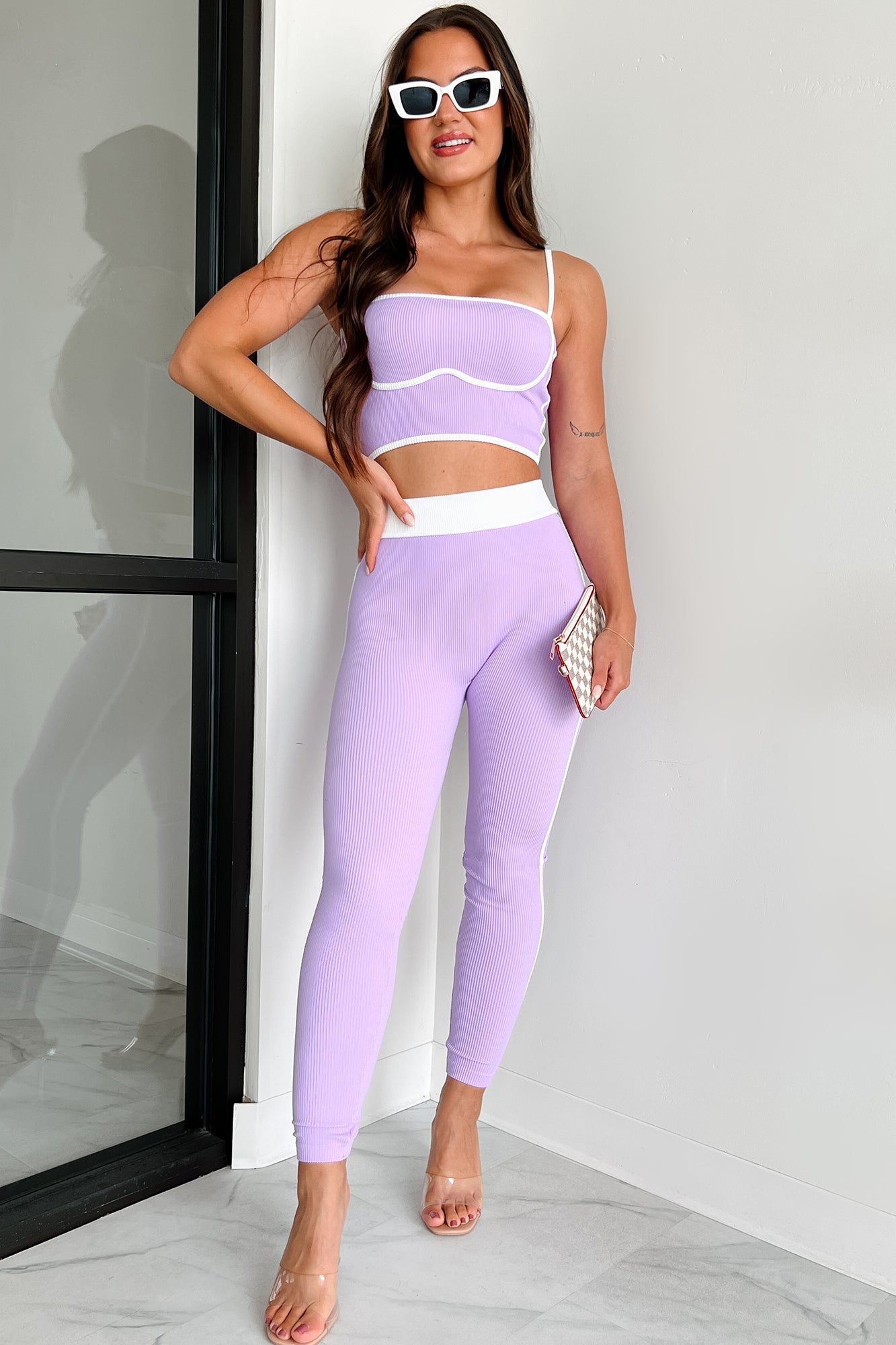 Elevate Your Game Ribbed Athleisure Set (Lavender)