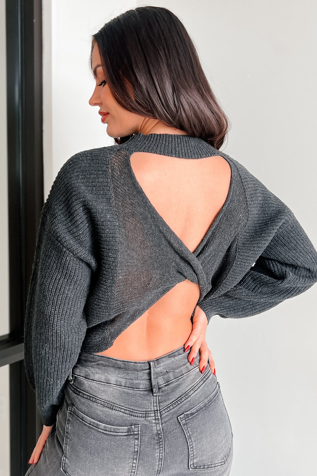 Harvey Open Back Sweater (Charcoal)