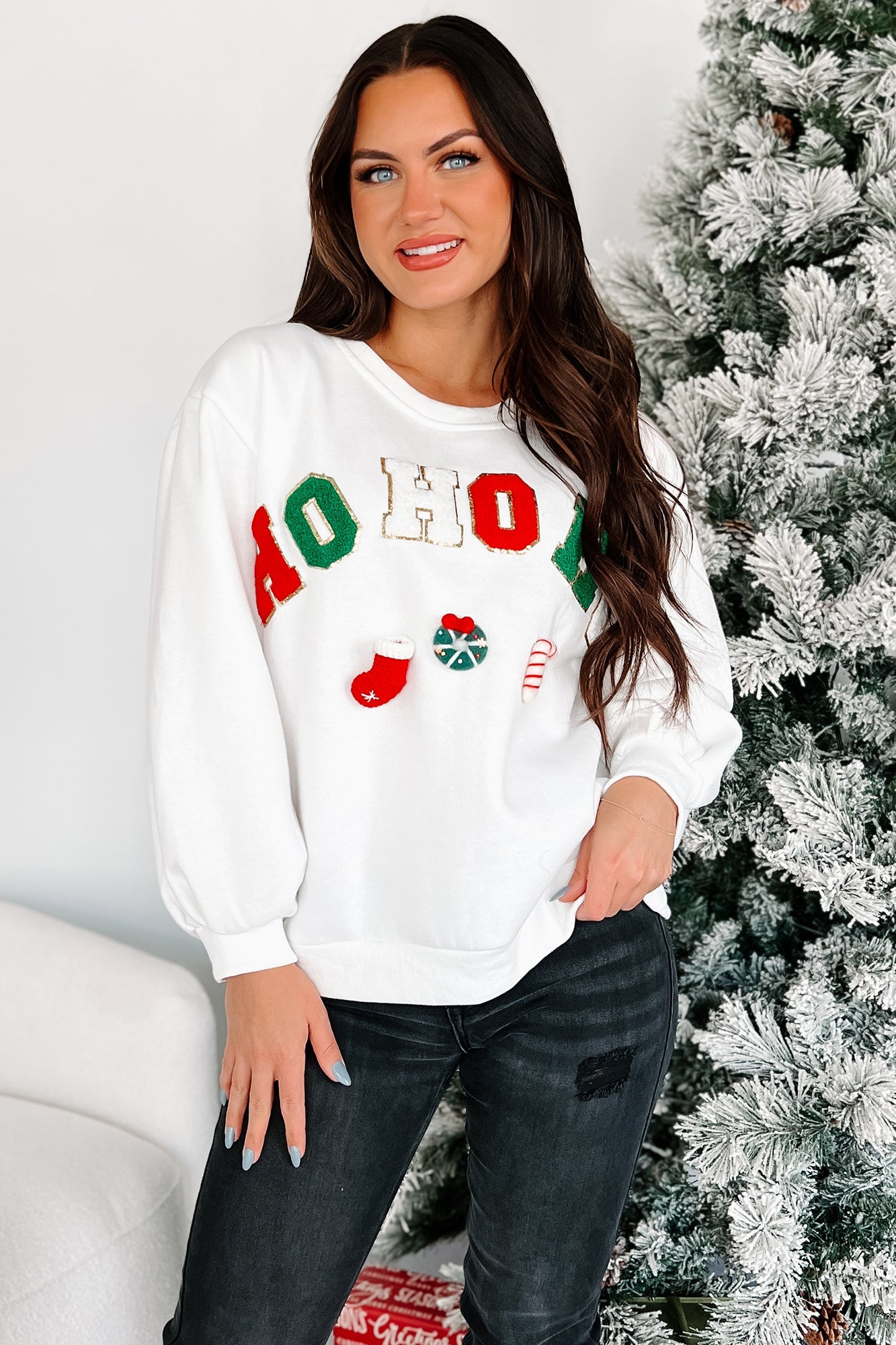 Santa's Calling Holiday Sweatshirt (Off White)