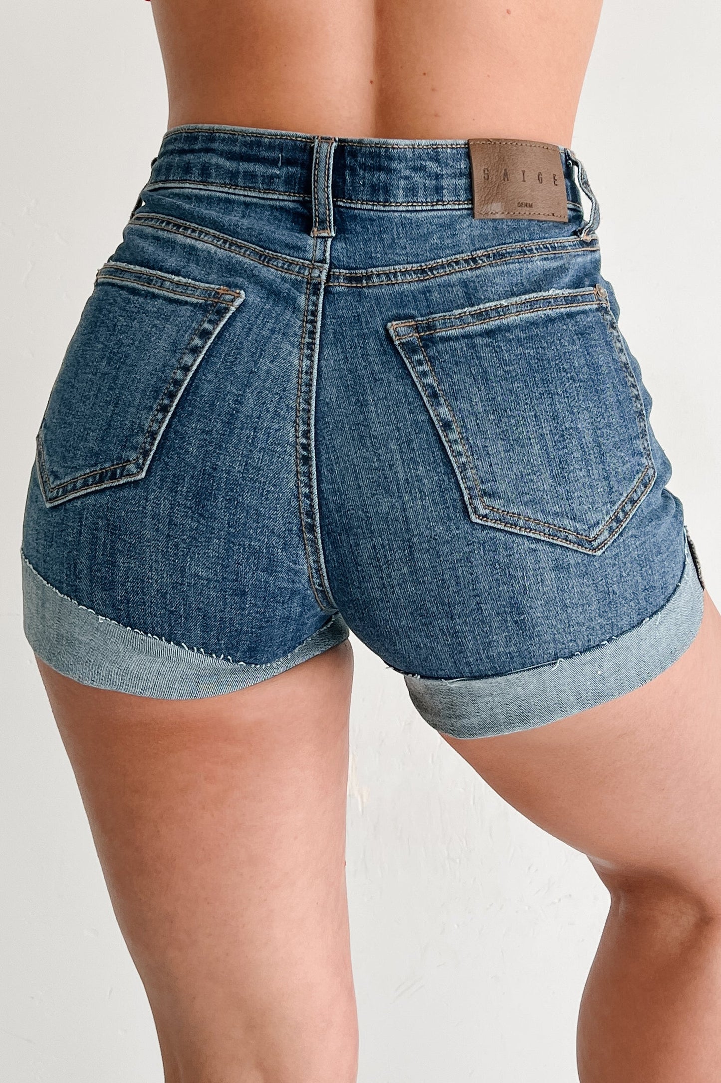 Juno High Rise Cuffed Saige Denim Shorts (Dark)