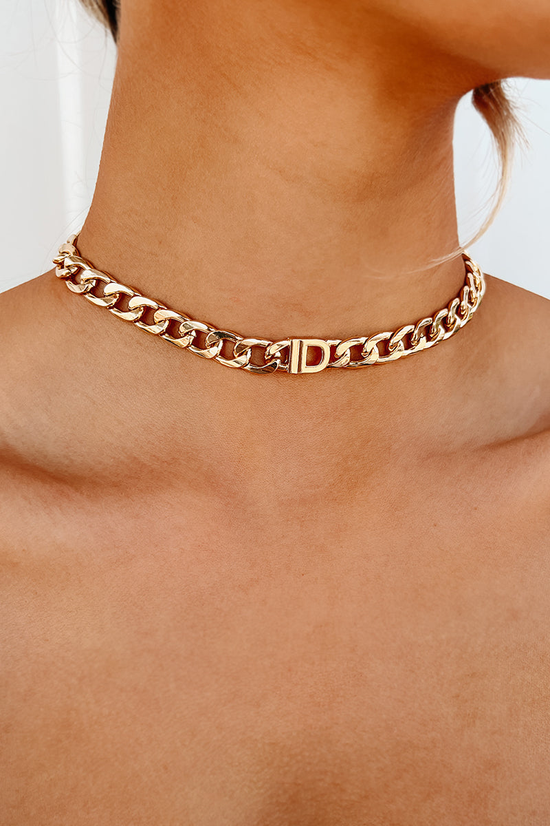 Where I Call Home State Abbreviation Chain Necklace (Gold)