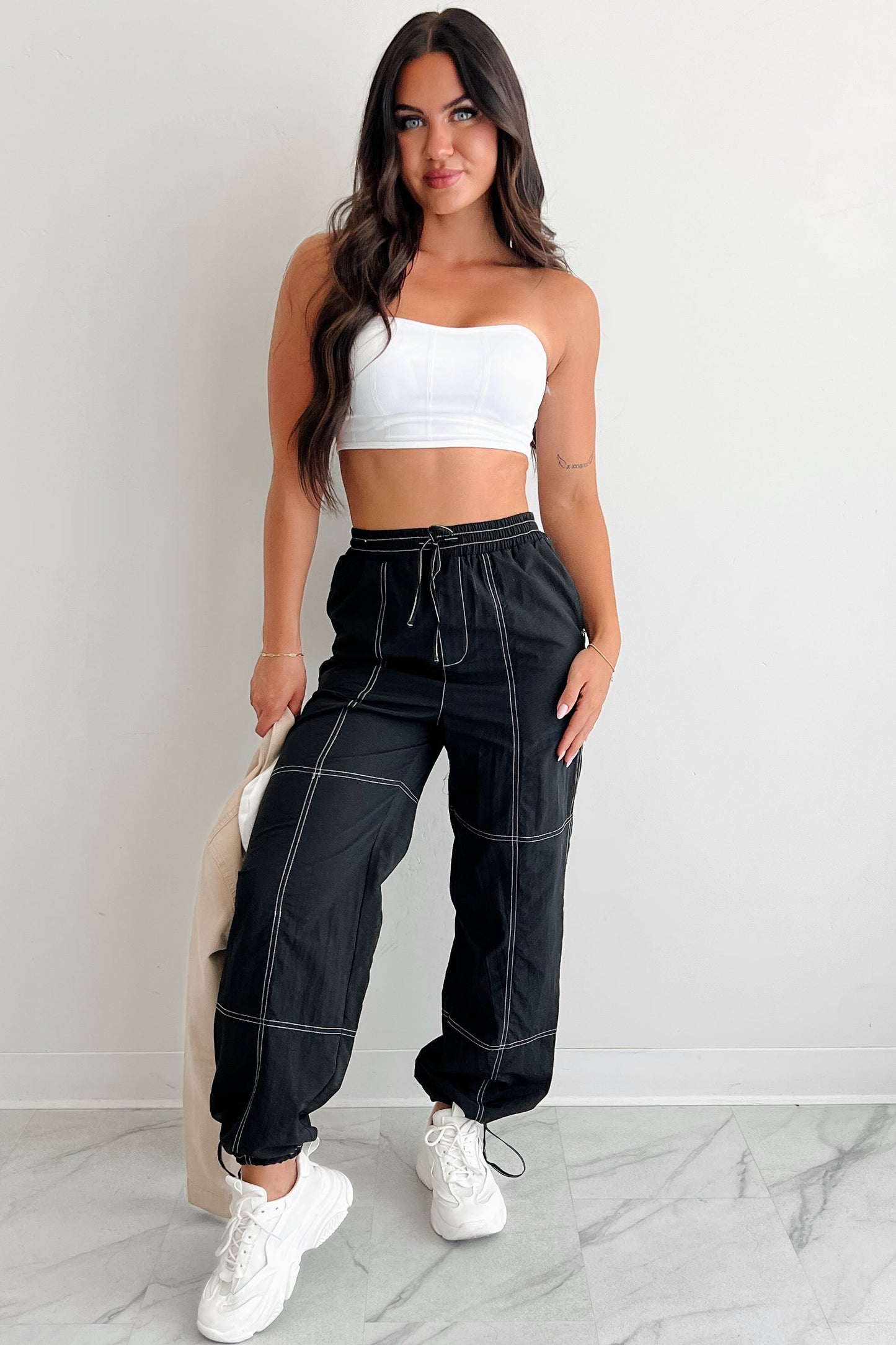 No Plot Needed Parachute Jogger Pants (Black)