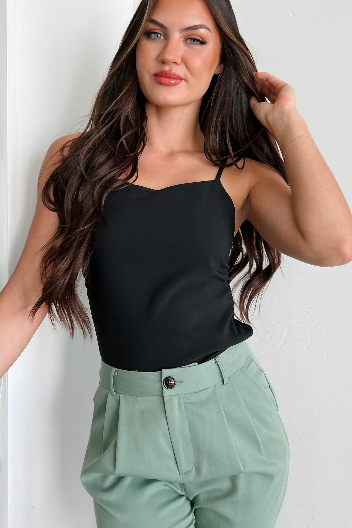 Posh Potential Square Neck Tank Top (Black)