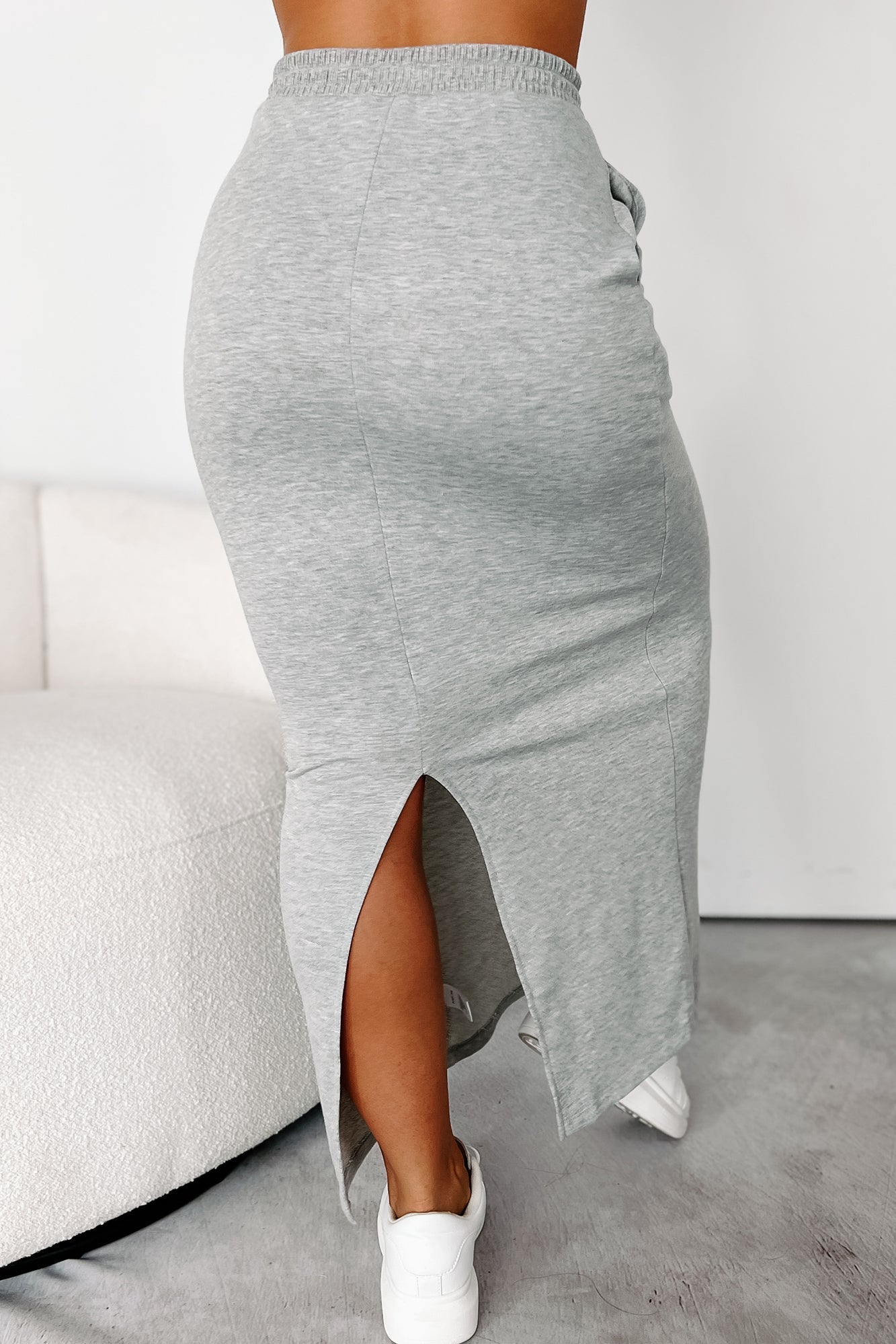Conquering Today Sporty Knit Maxi Skirt (Heather Grey)