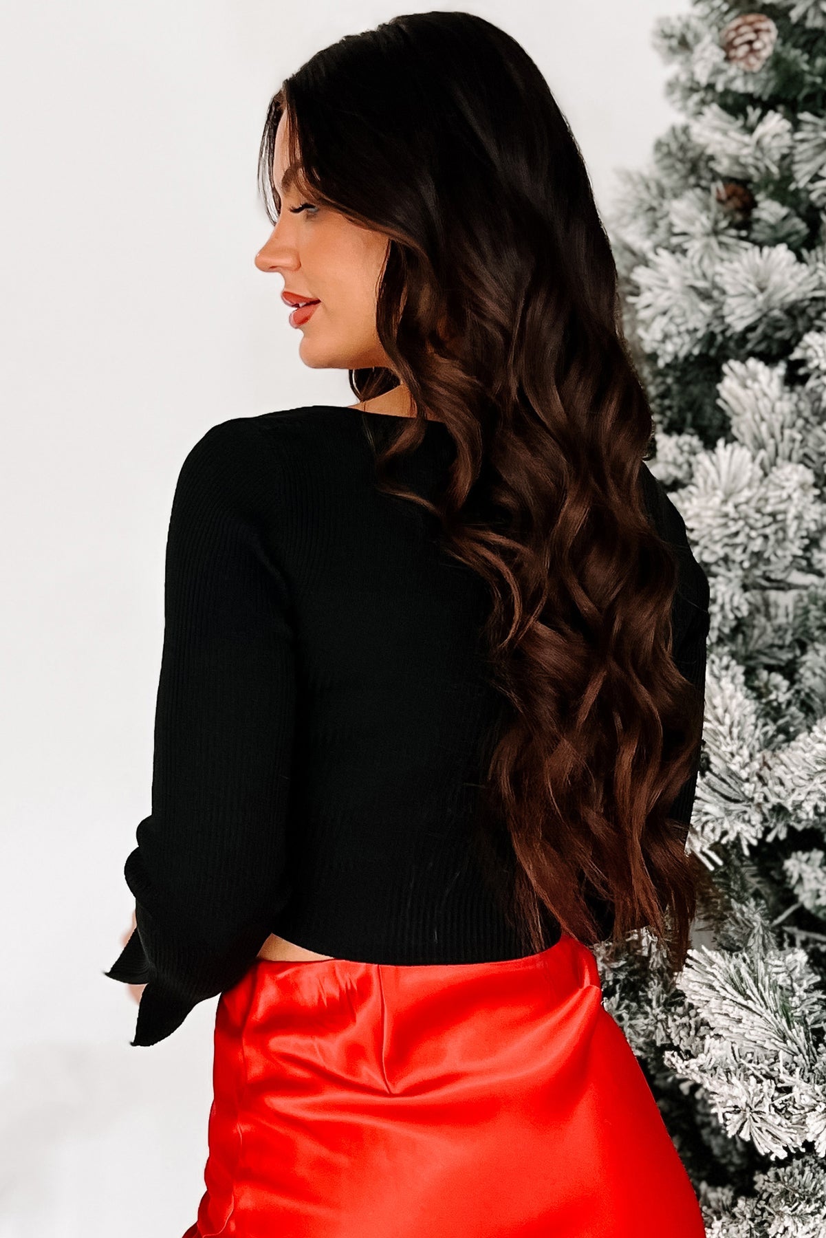 Beginning To Wonder Rib Knit Sweater Top (Black)