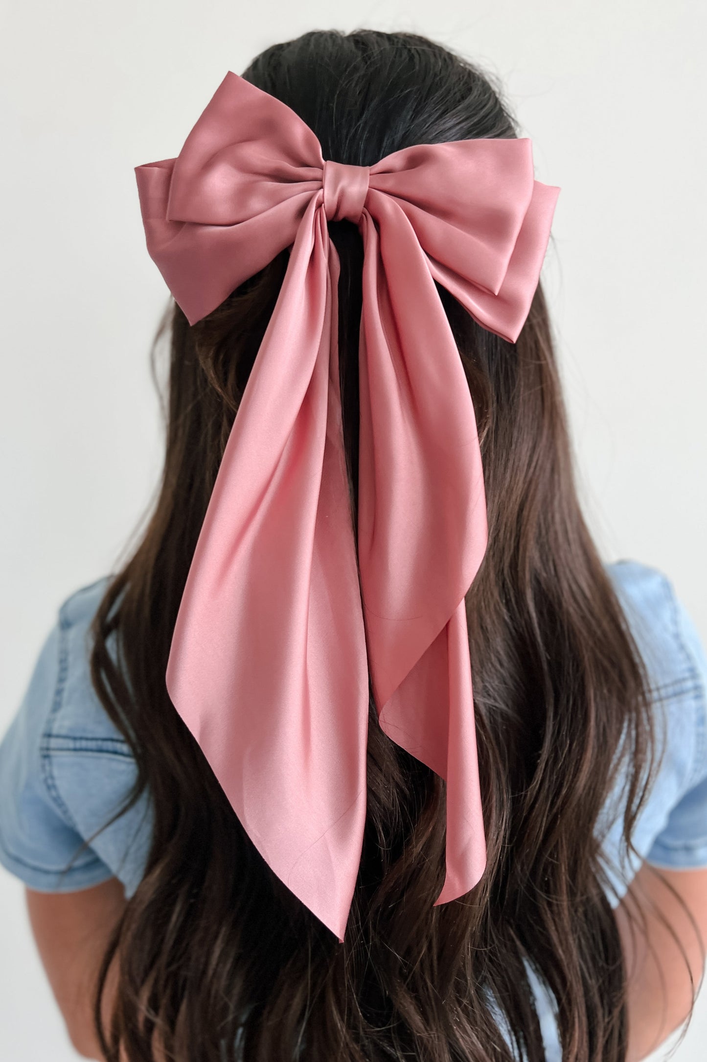 Hello Lovely Barrette Hair Bow (Dusty Rose)