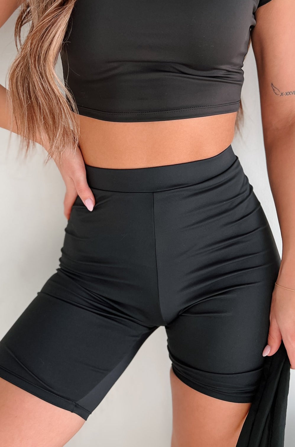 Hustle For The Muscle High Waist Biker Shorts (Black)