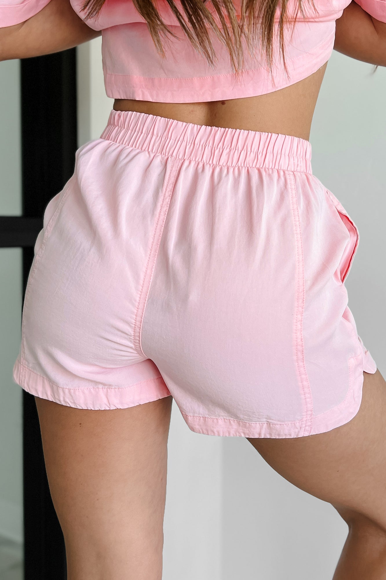 Casual Contentment Paneled Shorts (Pink)