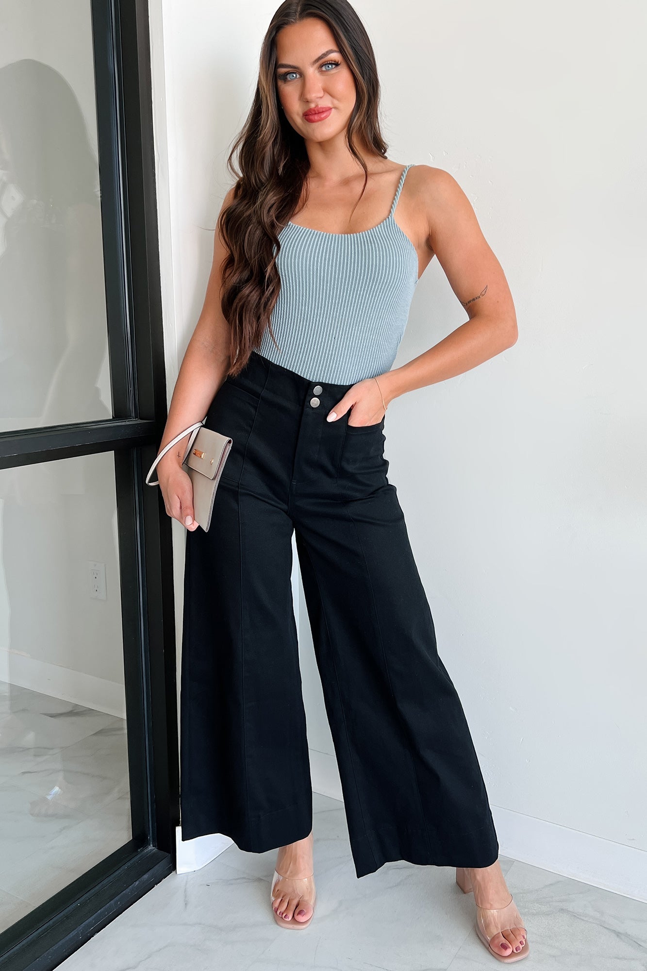 Changing My Perspective Ribbed Cami Bodysuit (Denim)