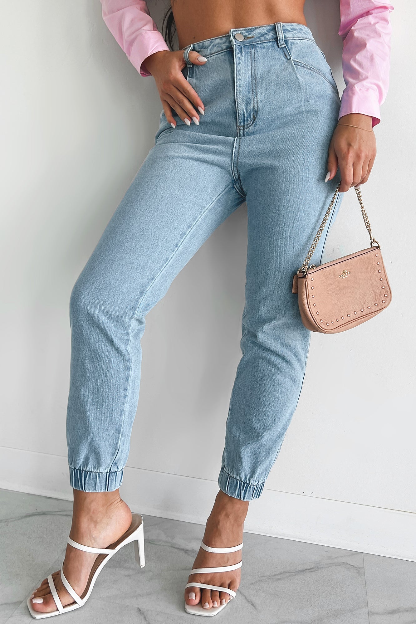 Edison Elastic Cuff Jogger Jeans (Light Denim)
