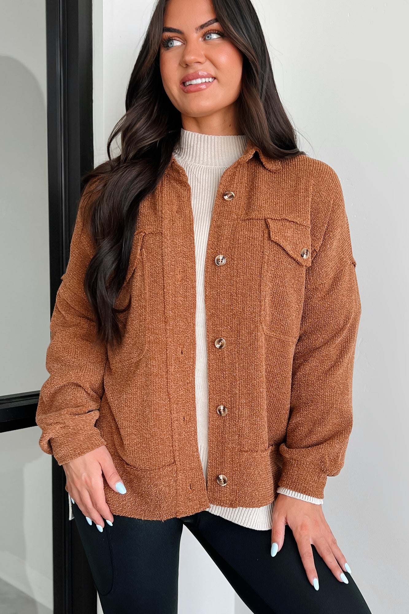 Iona Knit Shacket (Brown)