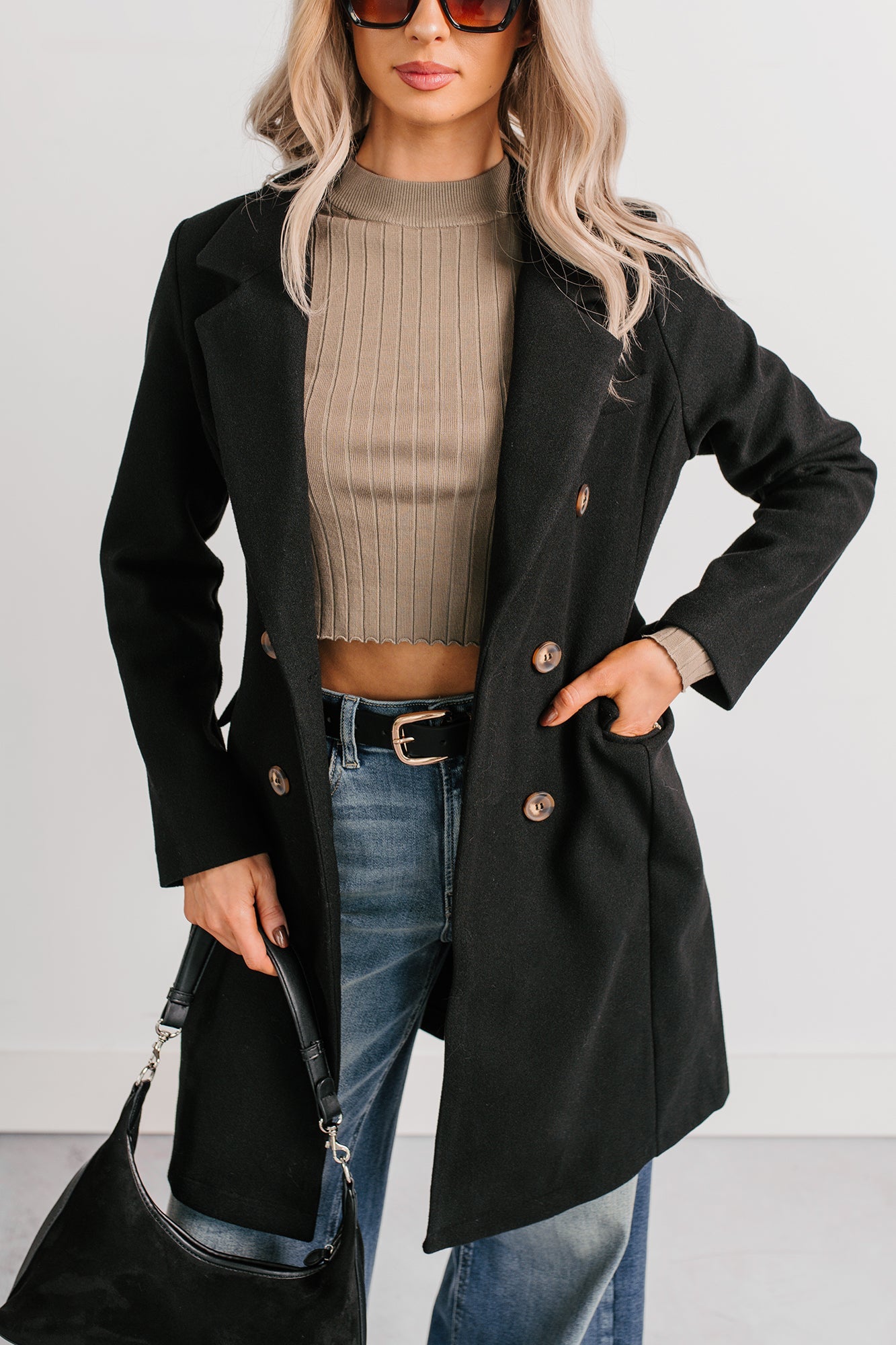 Downtown Drift Button Up Lightweight Coat (Black)