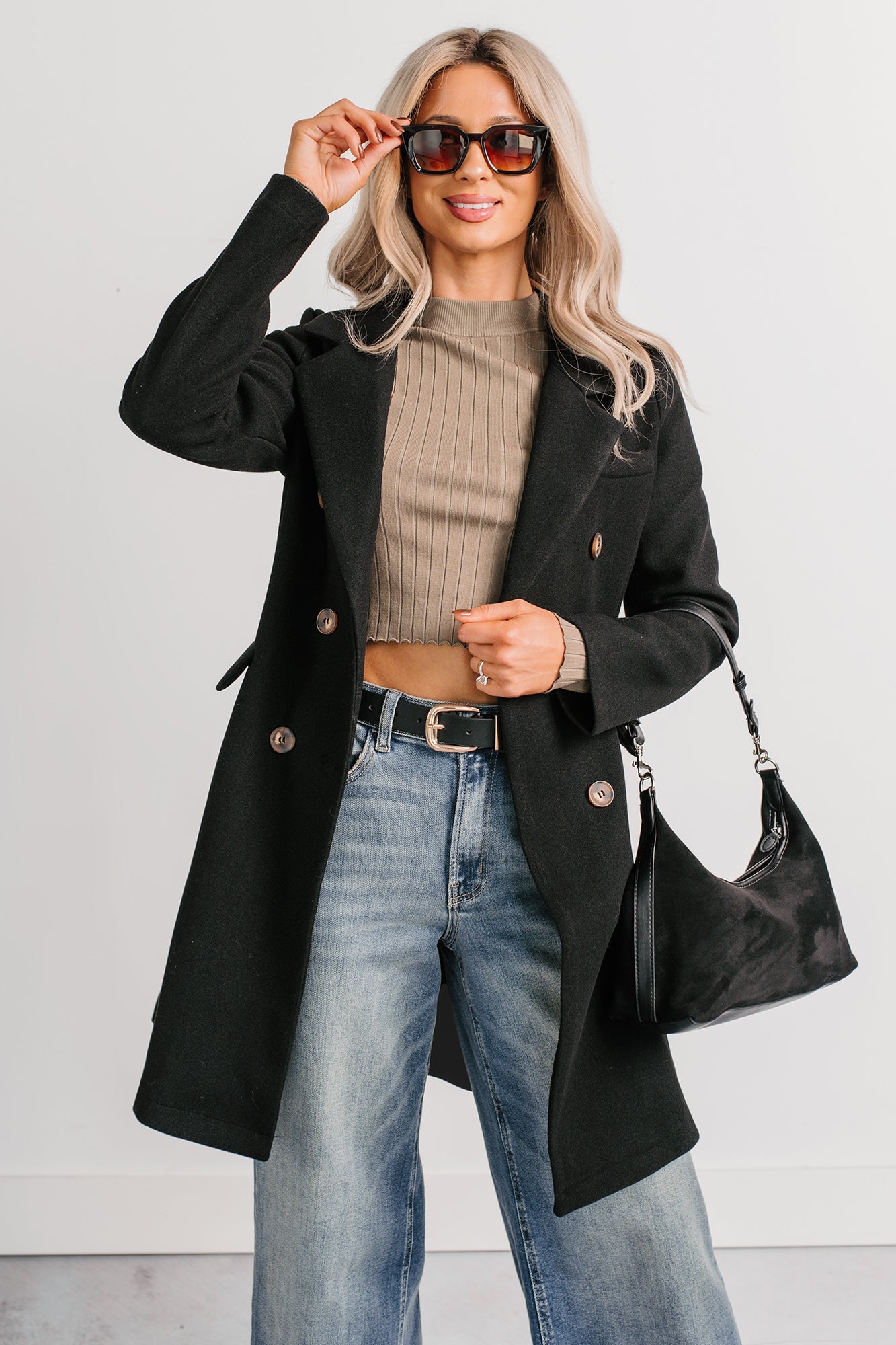 Downtown Drift Button Up Lightweight Coat (Black)