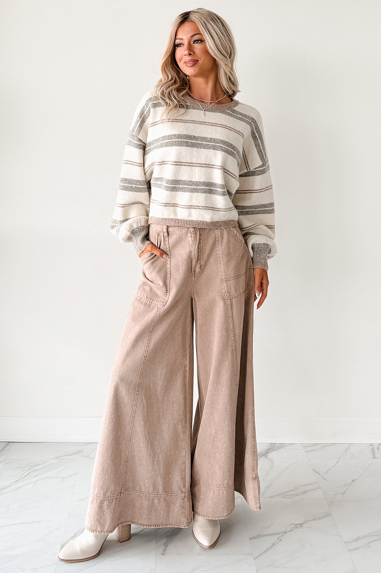 Norris Ultra Wide Leg Mustard Seed Jeans (Mocha Mousse)
