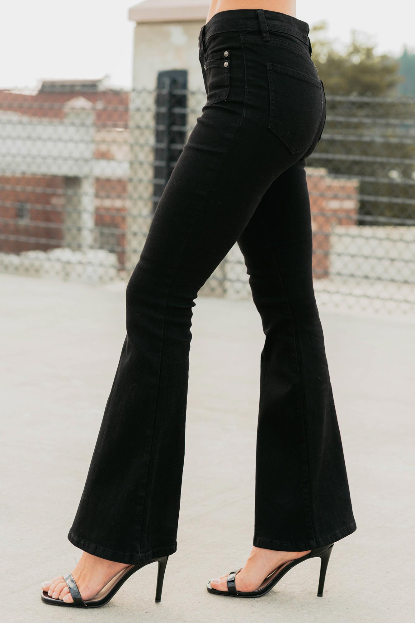 Aracy Almost Famous Low Rise Flare Jeans (Black)