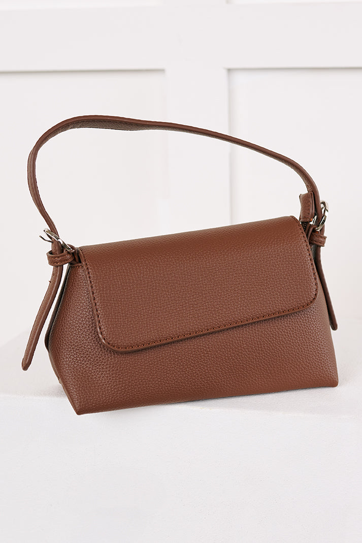Turn On Charm Faux Leather Handbag (Brown)