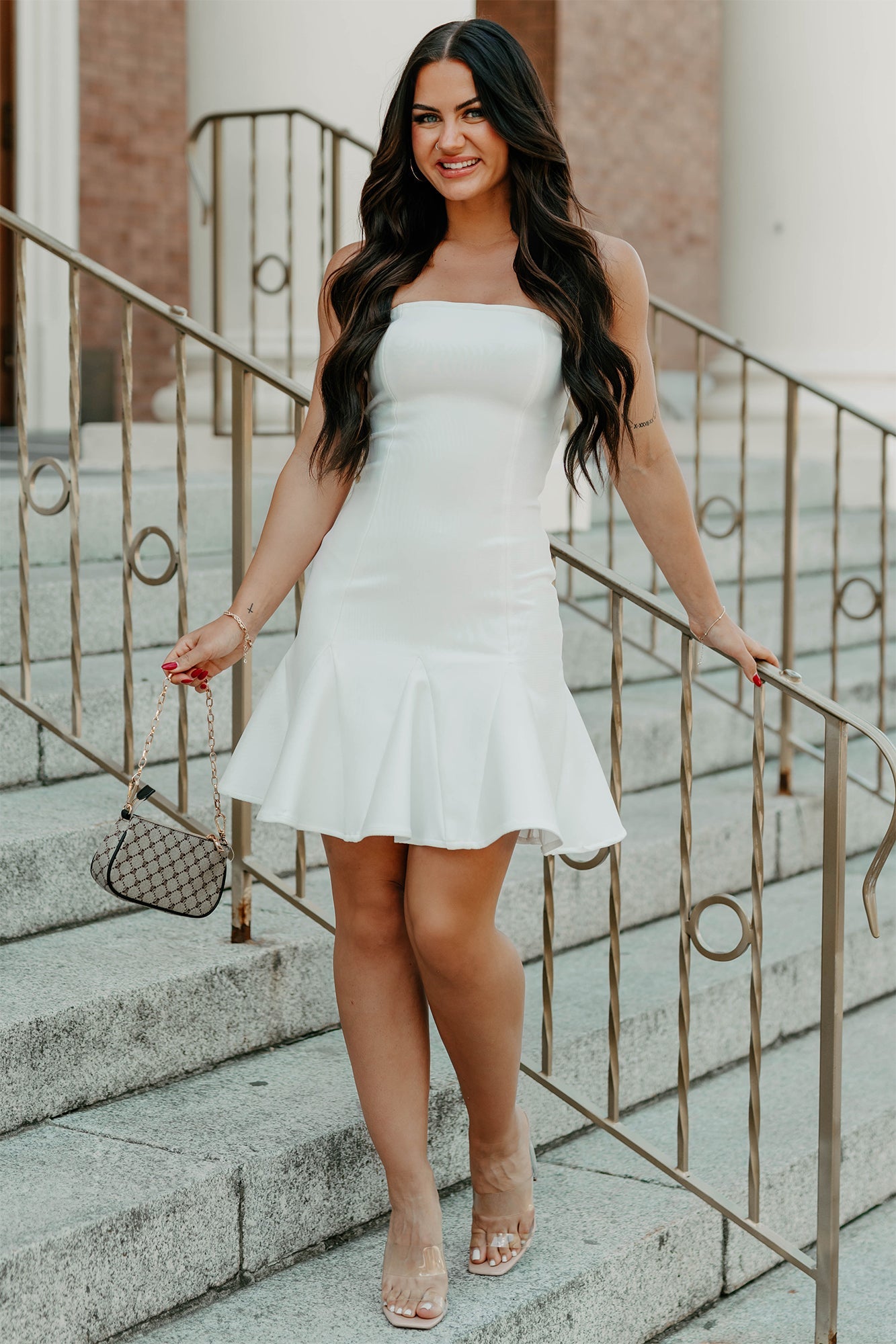 Bold & Beautiful Strapless Mini Dress (White)