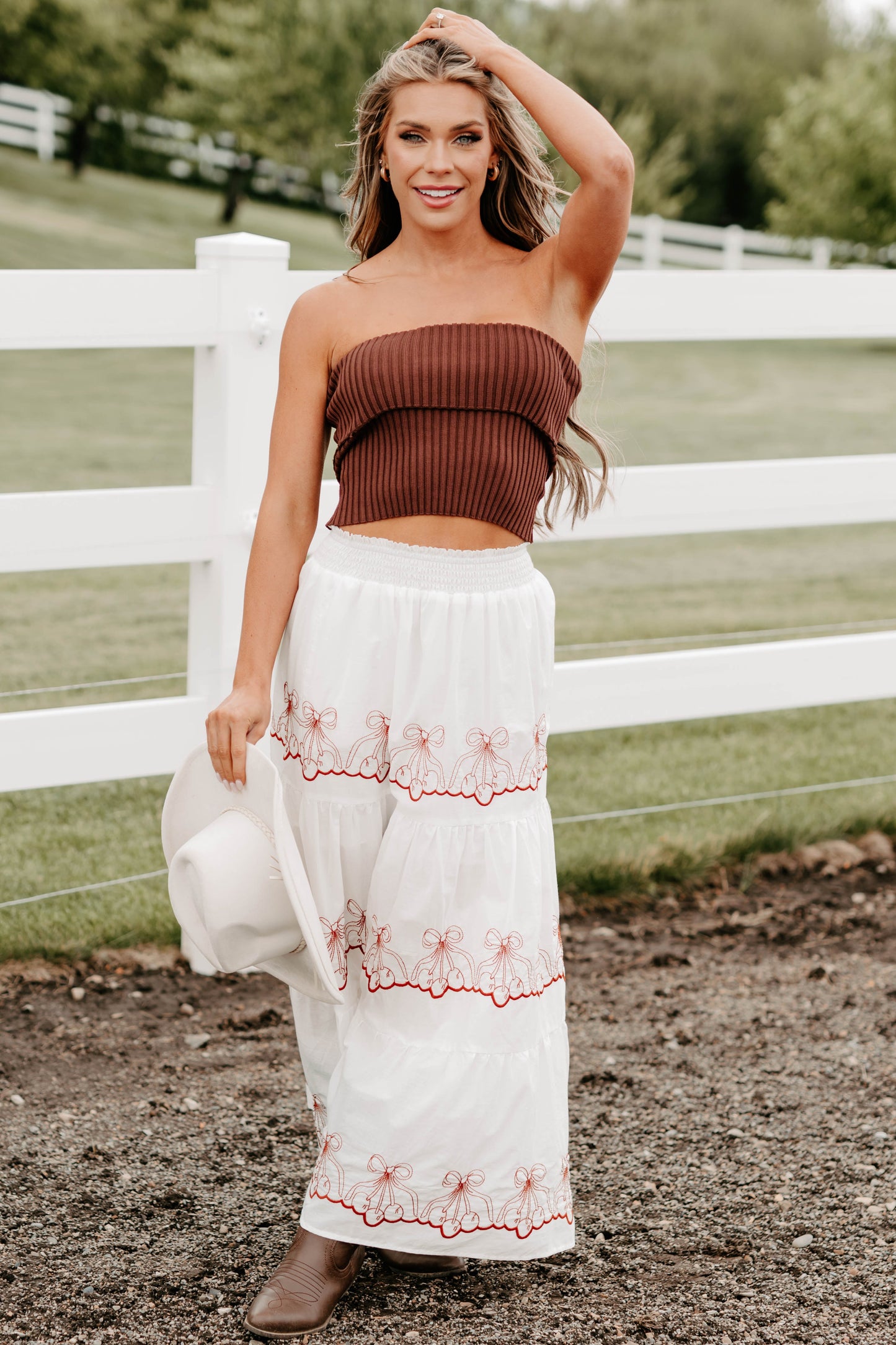 Cozy Corner Ribbed Strapless Fold Over Top (Chestnut)